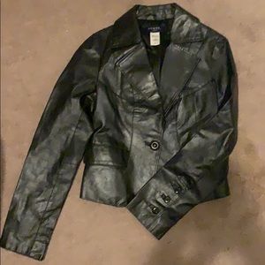 Guess Jeans 100% Leather Short Blazer Jacket